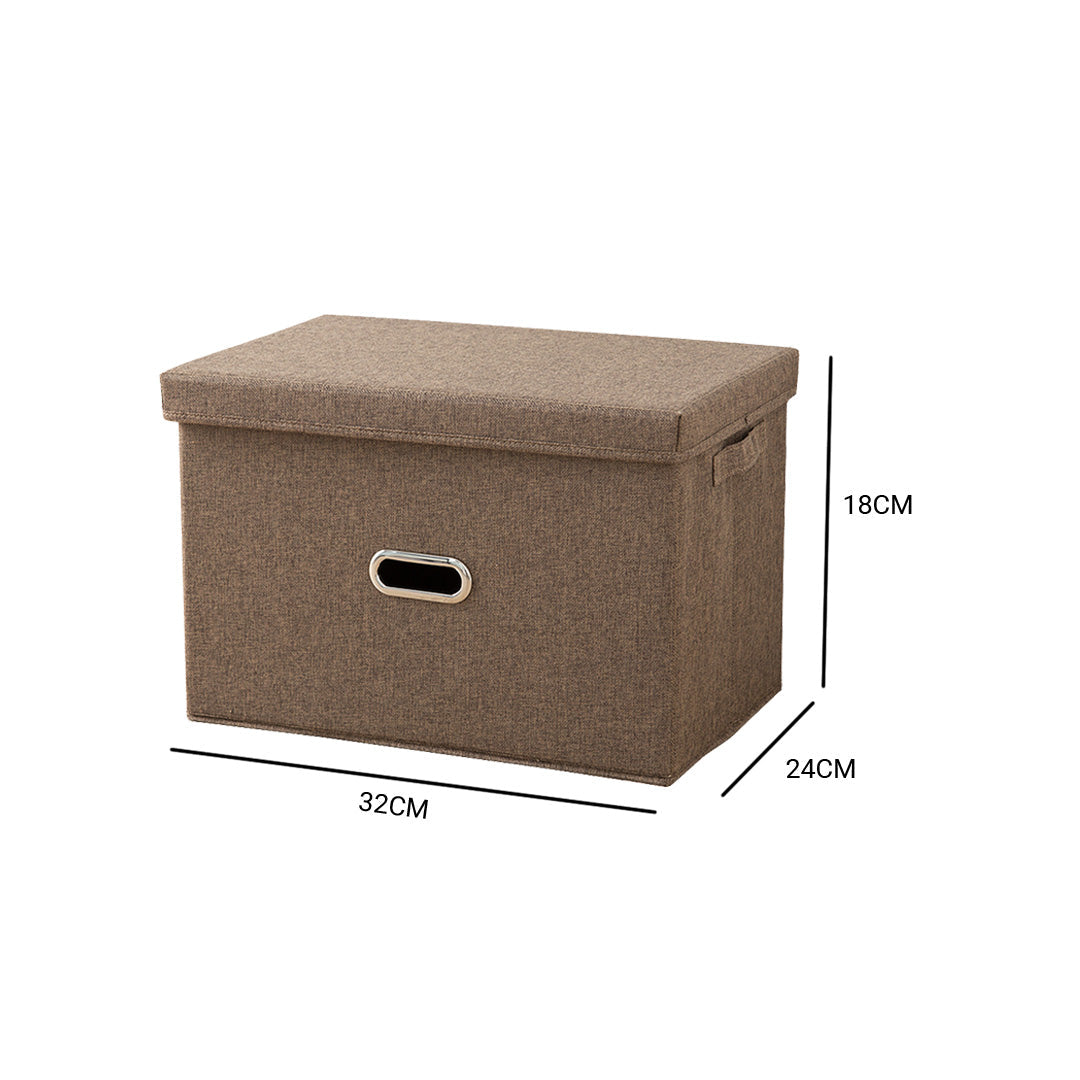 SOGA Coffee Small Foldable Canvas Storage Box Cube Clothes Basket Organiser Home Decorative Box