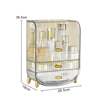 SOGA 2X 3 Tier Transparent Multifunctional Countertop Cosmetic Storage Makeup Perfume Skincare Display Stand Shelf Drawer Type Organiser