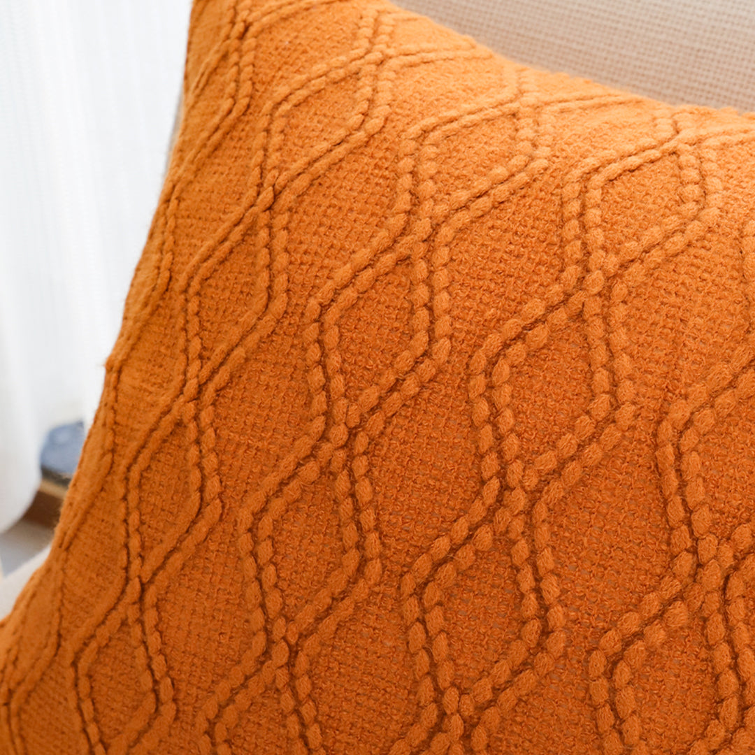 SOGA 2X 45cm Burnt Orange Diamond Knit Pillowcases – Soft Decorative Cushion Covers for Sofa, Bed & Home Décor