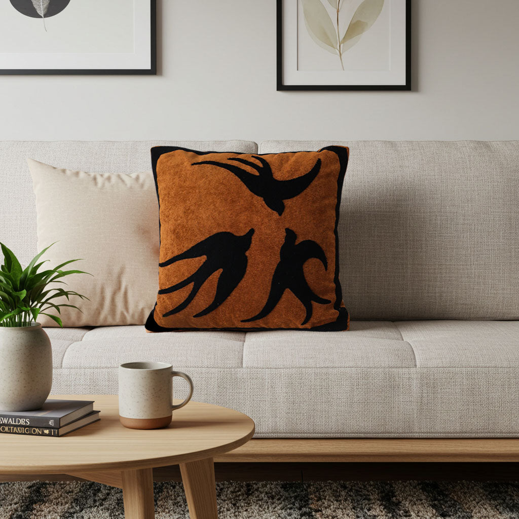 SOGA 2-Pack 45cm Abstract Brown/Orange Velvet Polyester Throw Pillow Cover