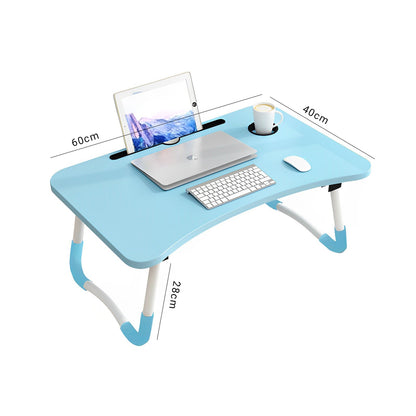 SOGA Blue Portable Bed Table Adjustable Foldable Bed Sofa Study Table Laptop Mini Desk with Notebook Stand Cup Slot Home Decor