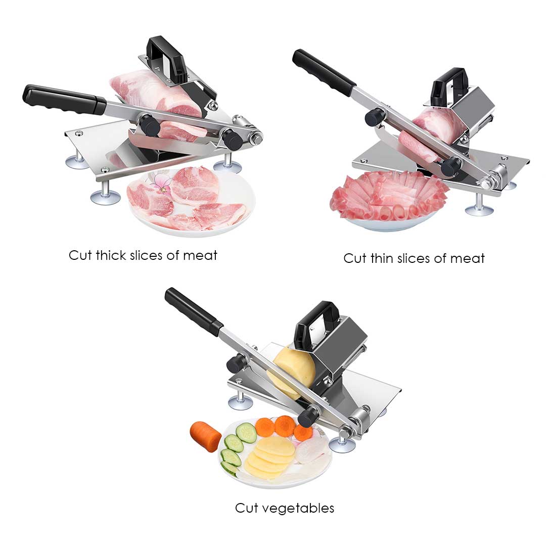 SOGA Manual Frozen Meat Slicer Handle Meat Cutting Machine 18/10 Commercial Grade Stainless Steel