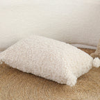 SOGA 2X 30x50cm Cream Bouclé Lumbar Pillow with Corner Tassels