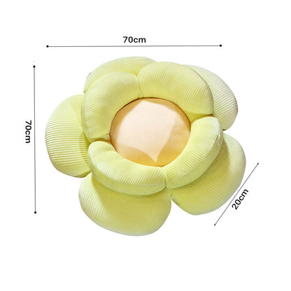 SOGA 2X Green Double Flower Shape Cushion Soft Bedside Floor Plush Pillow Home Decor