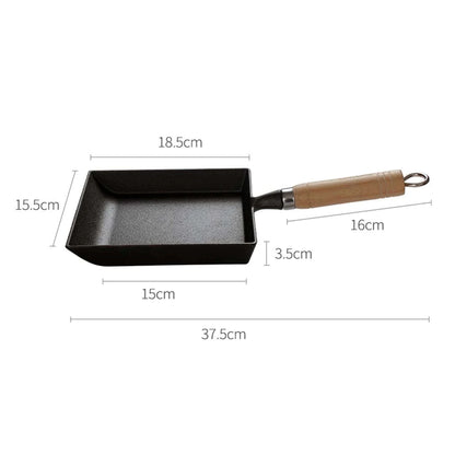 SOGA 2X Cast Iron Tamagoyaki Japanese Omelette Egg Frying Skillet Fry Pan Wooden Handle