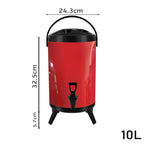 SOGA 2.6 Gal Stainless Steel Insulated Milk Tea Barrel Hot and Cold Beverage Dispenser Container with Faucet Red