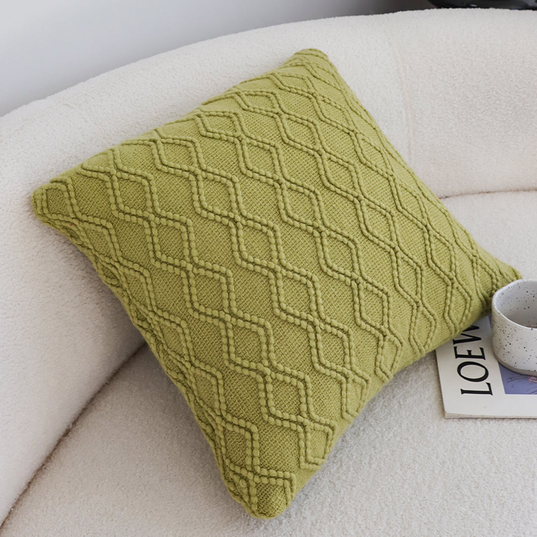 SOGA 45cm Sage Green Cable Knit Pillow Cover