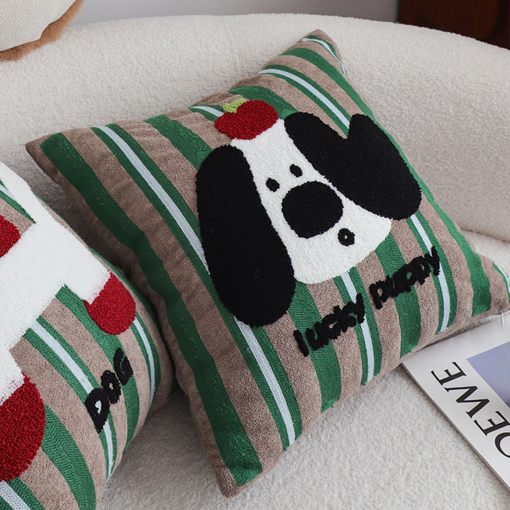 SOGA 45cm Christmas Dog Pillow Cover - Holiday Striped Pillowcase