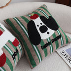 SOGA 45cm Christmas Dog Pillow Cover - Holiday Striped Pillowcase