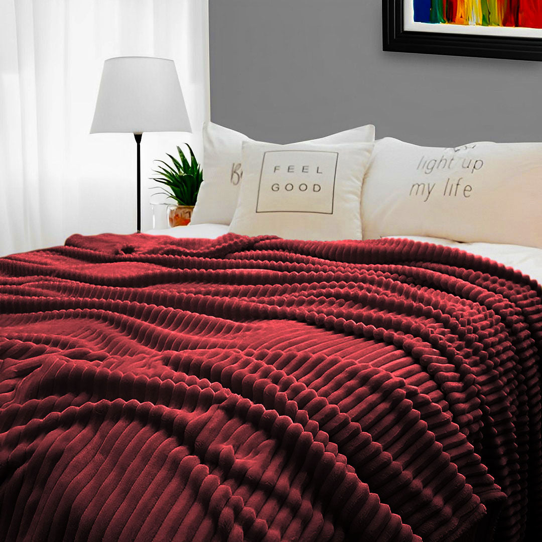 SOGA 2X Throw Blanket Warm Cozy Striped Pattern Thin Flannel Coverlet Fleece Bed Sofa Comforter