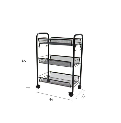 SOGA 2X 3 Tier Steel Black Bee Mesh Kitchen Cart Multi-Functional Shelves Portable Storage Organizer with Wheels