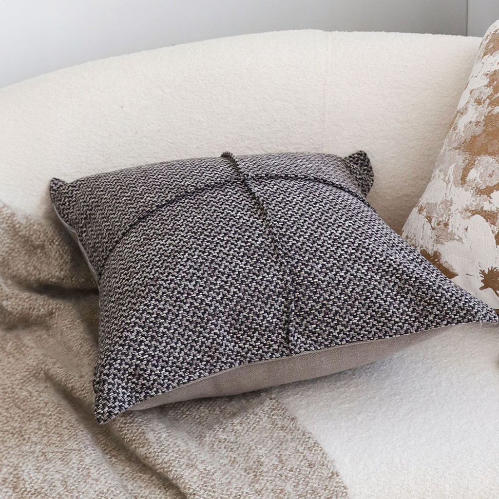 SOGA 45cm  UrbanWeave Charcoal Tweed Pillowcase