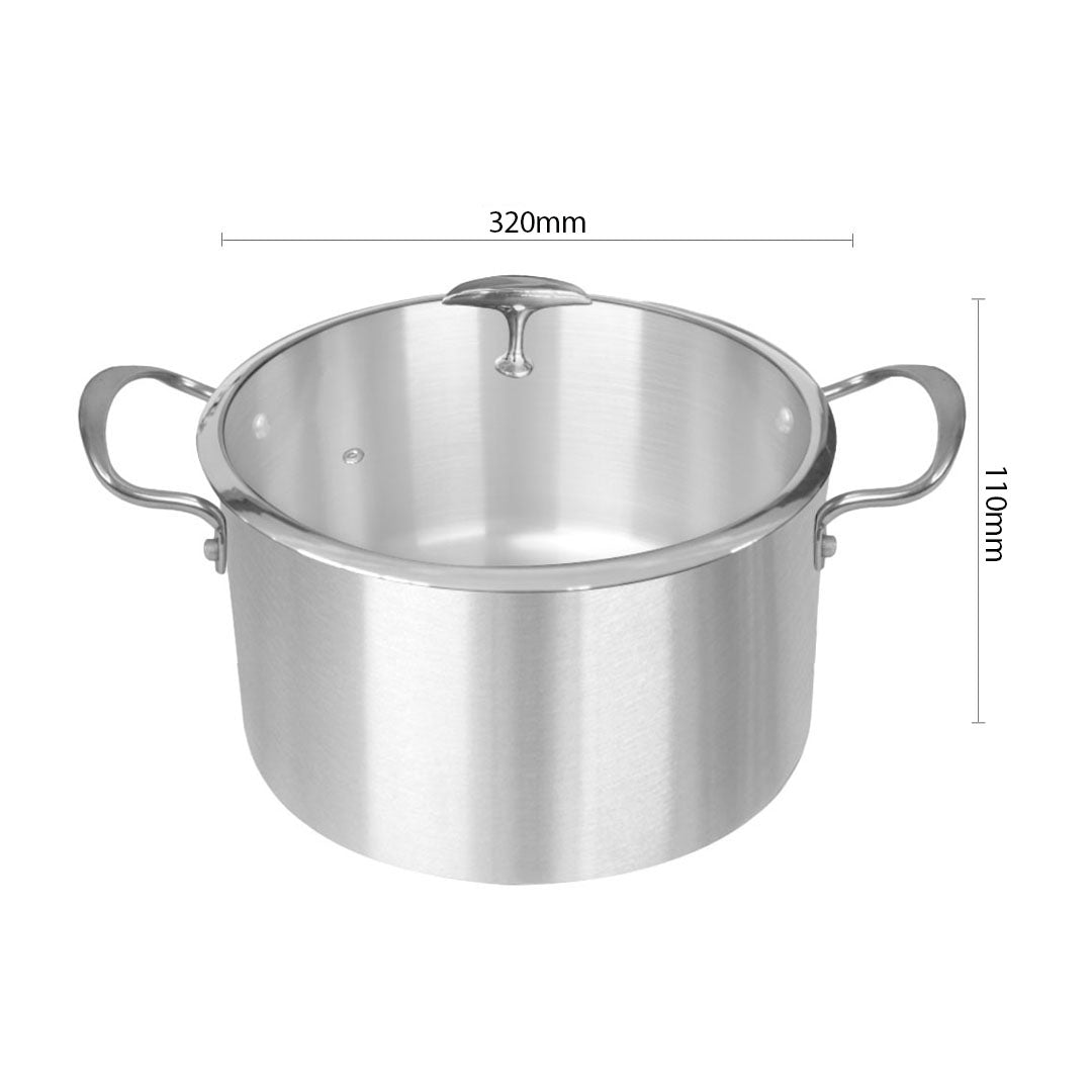 SOGA Stainless Steel Casserole With Lid Induction Cookware 32cm