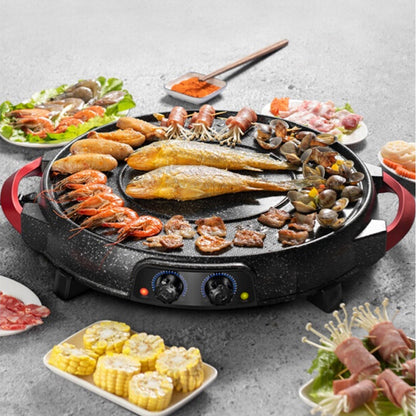 SOGA 2X 2 in 1 Electric Stone Coated Teppanyaki Grill Plate Steamboat Hotpot