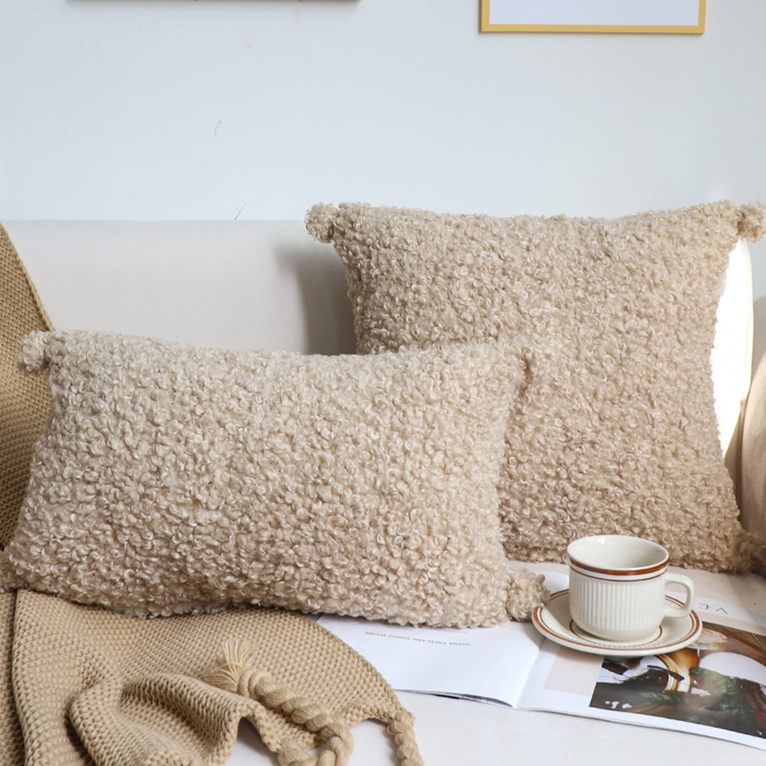 SOGA 2X 30x50cm Caramel Bouclé Luxury Pillowcase