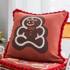 SOGA 45cm Cozy Christmas Gingerbread Man Accent Pillowcase