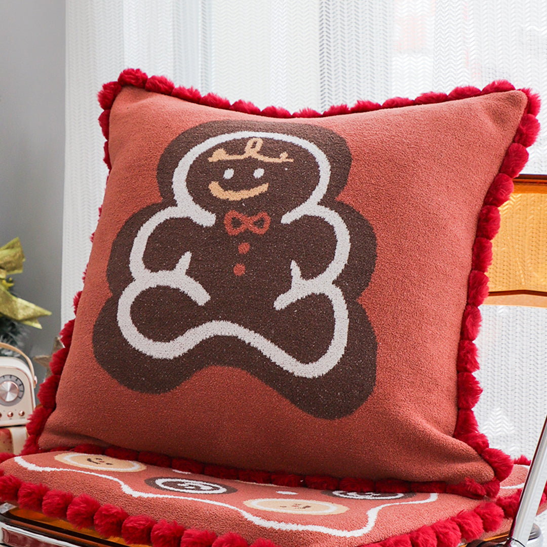 SOGA 45cm Cozy Christmas Gingerbread Man Accent Pillowcase