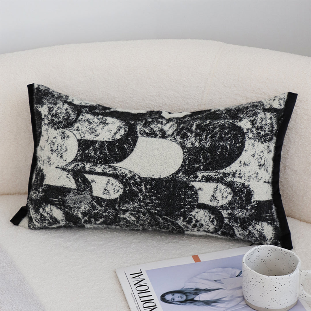 SOGA 30X50cm Modern Black & White Abstract Lumbar Pillowcase