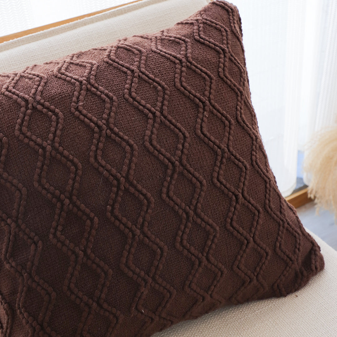 SOGA 2X 45cm Deep Chocolate Brown Diamond Knit Pillowcases – Soft Decorative Cushion Covers for Sofa, Bed & Home Décor
