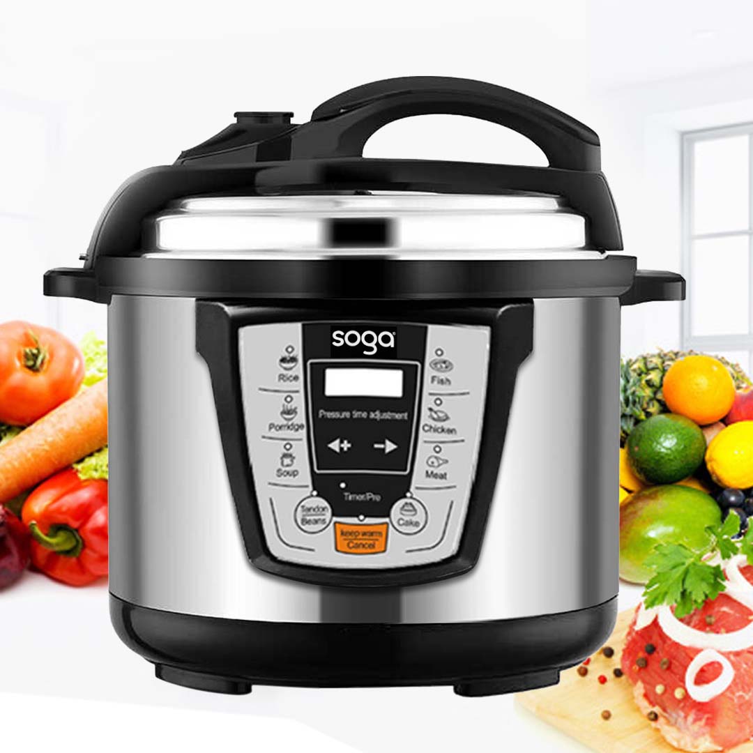 SOGA Electric Stainless Steel Pressure Cooker 10L 1600W Multicooker 16