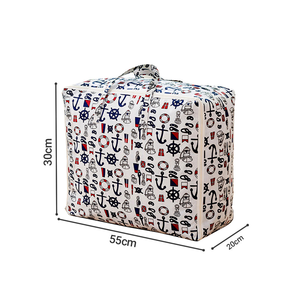 SOGA 2X Nautical Icons Medium Storage Luggage Bag Double Zipper Foldable Travel Organiser Essentials