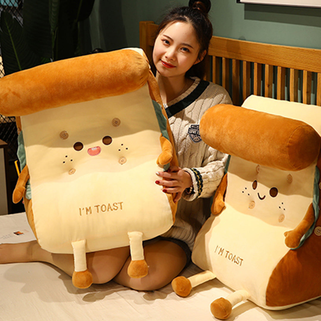 SOGA 2X Cute Face Toast Bread Wedge Cushion Stuffed Plush Cartoon Back Support Pillow Home Decor