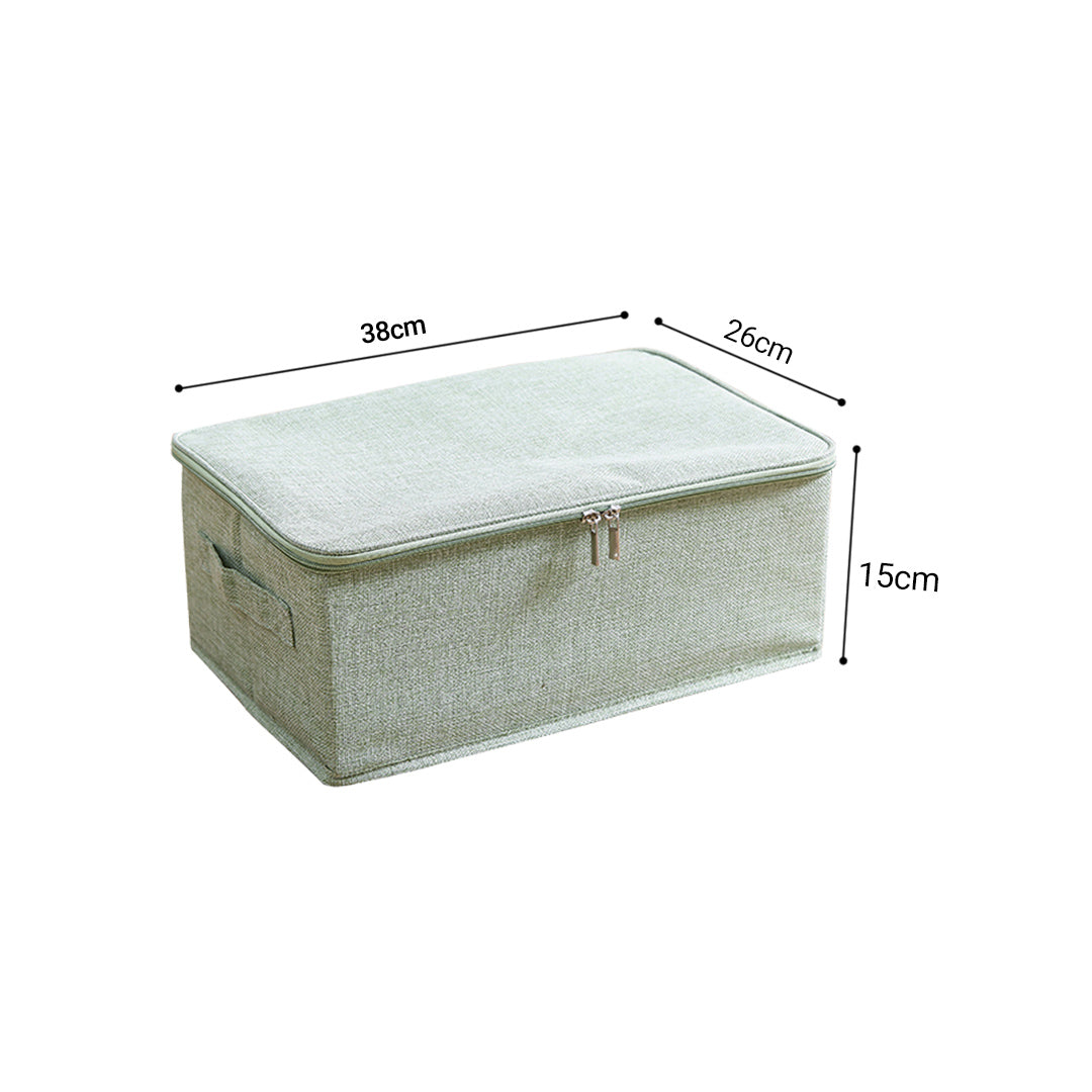 SOGA 2X Green Small Portable Double Zipper Storage Box Moisture Proof Clothes Basket Foldable Home Organiser