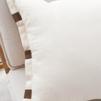 SOGA 45cm Modern Cream Leather Tab Detail Textured Pillowcase