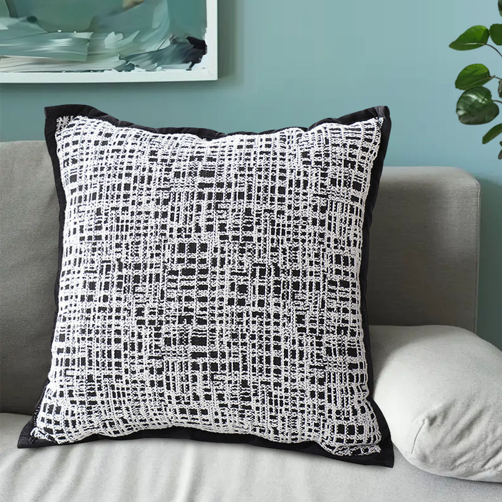 SOGA 45cm Abstract Grid Monochrome Pillowcase