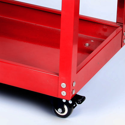 SOGA 2X 3 Tier Tool Storage Cart Portable Service Utility Heavy Duty Mobile Trolley Red