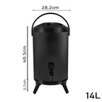 SOGA 3.7 Gal Stainless Steel Insulated Milk Tea Barrel Hot and Cold Beverage Dispenser Container with Faucet Black