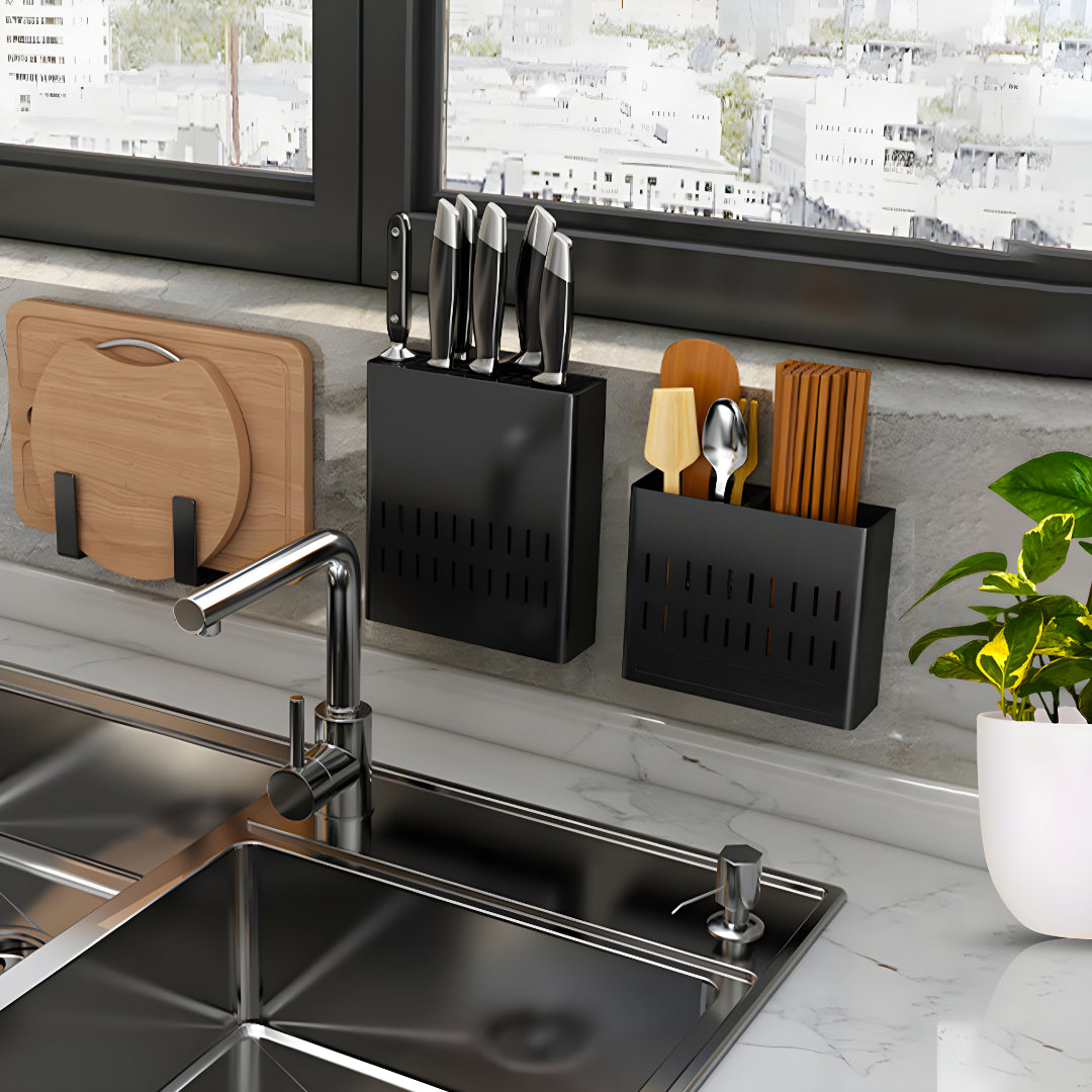 SOGA 2X Wall Mounted Kitchen Knife Storage Rack Space-Saving Organiser