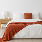 SOGA 3PC Cozy Red Knit Set – Diamond Throw Blanket with Cable Knit Pillow Covers (Diamond & Pure Design)