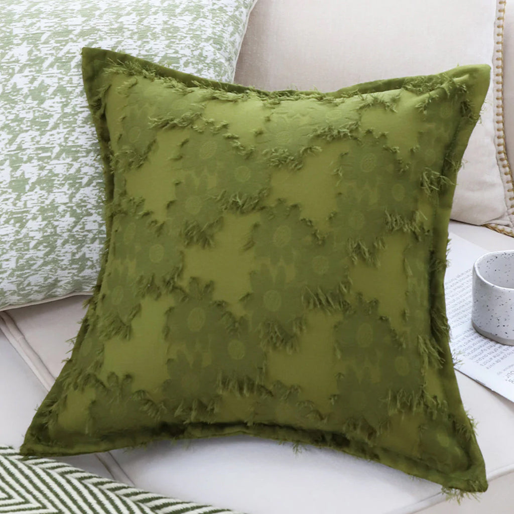 SOGA 45cm Textured Olive Green Accent Pillow Cover
