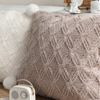 SOGA 45cm Diamond Knit Texture Brown Throw Pillowcase