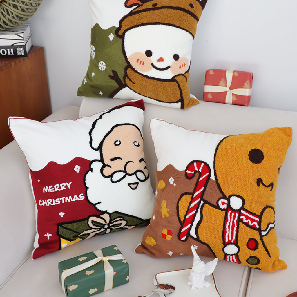 SOGA 45cm Whimsical Gingerbread Man Christmas Pillowcase