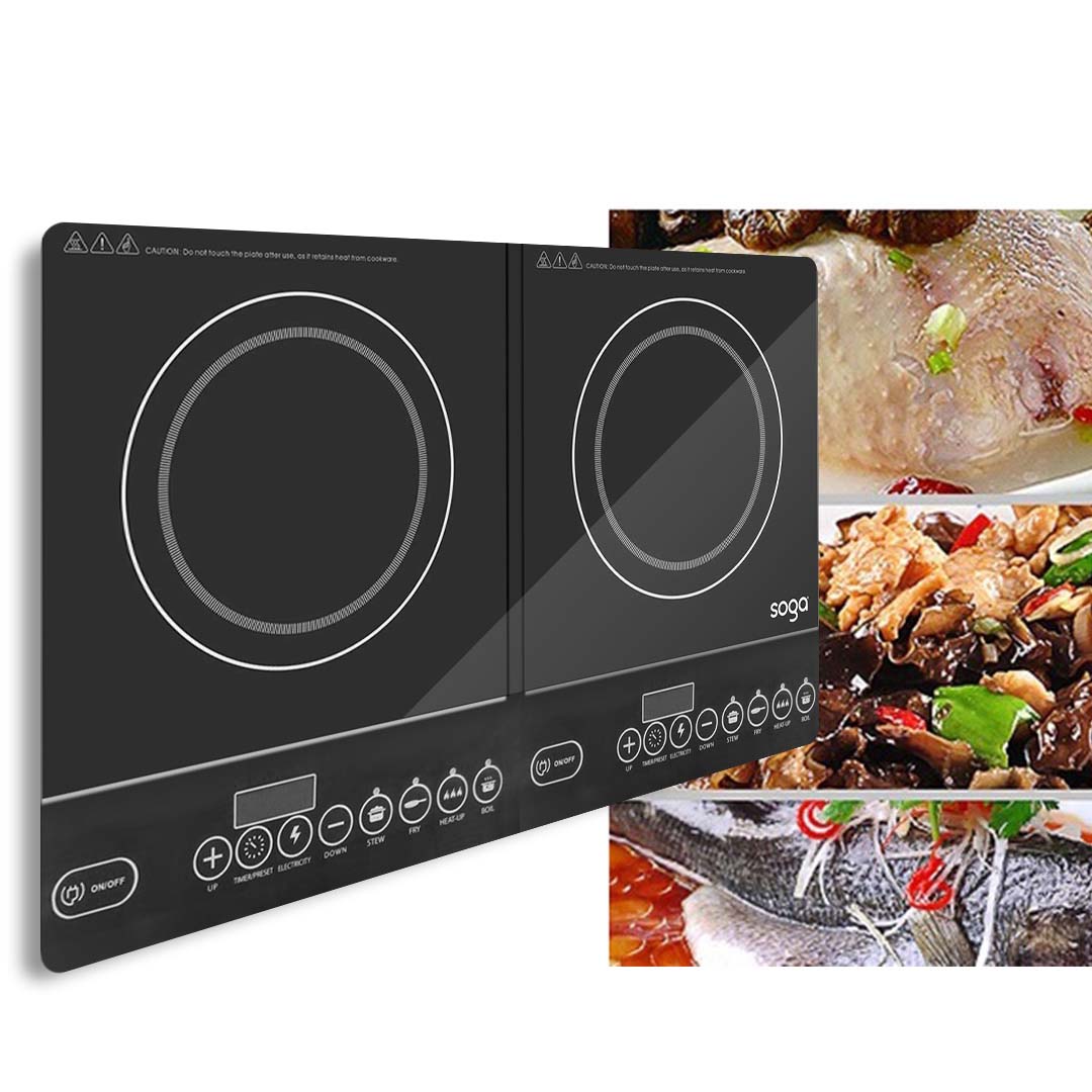 SOGA Cooktop Portable Induction LED Electric Double Duo Hot Plate Burners Cooktop Stove