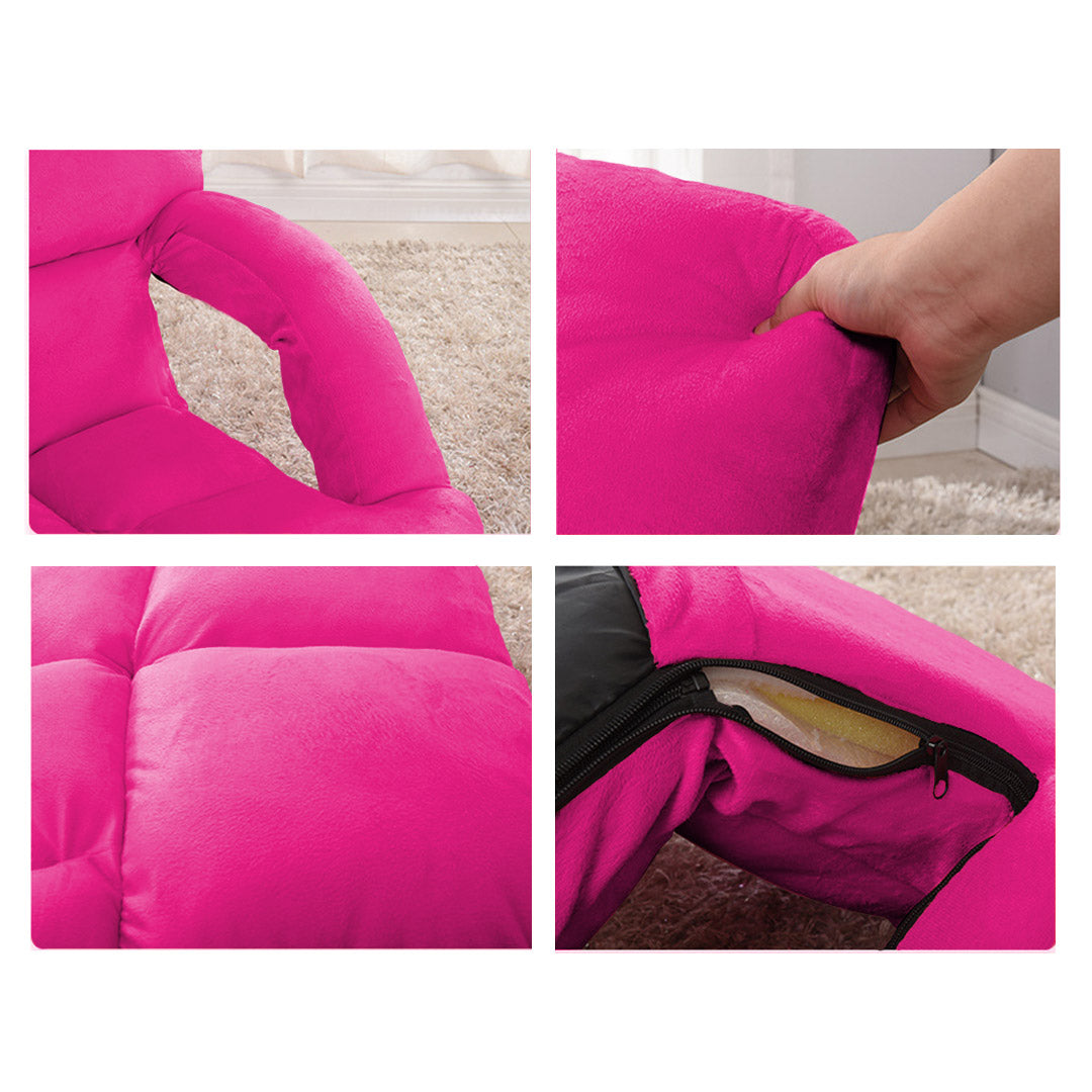 SOGA 4X Foldable Lounge Cushion Adjustable Floor Lazy Recliner Chair with Armrest Pink