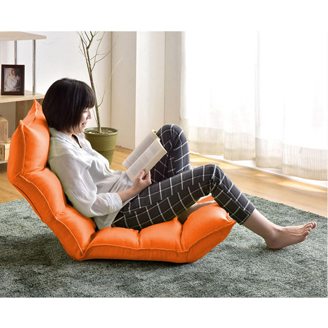 SOGA Foldable Tatami Floor Sofa Bed Meditation Lounge Chair Recliner Lazy Couch Orange