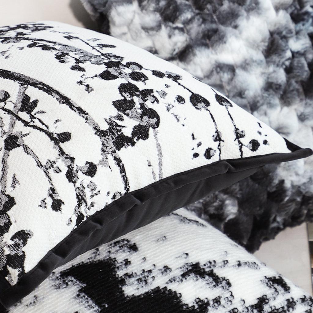 SOGA 45cm Black & White Botanical Modern Pillowcase