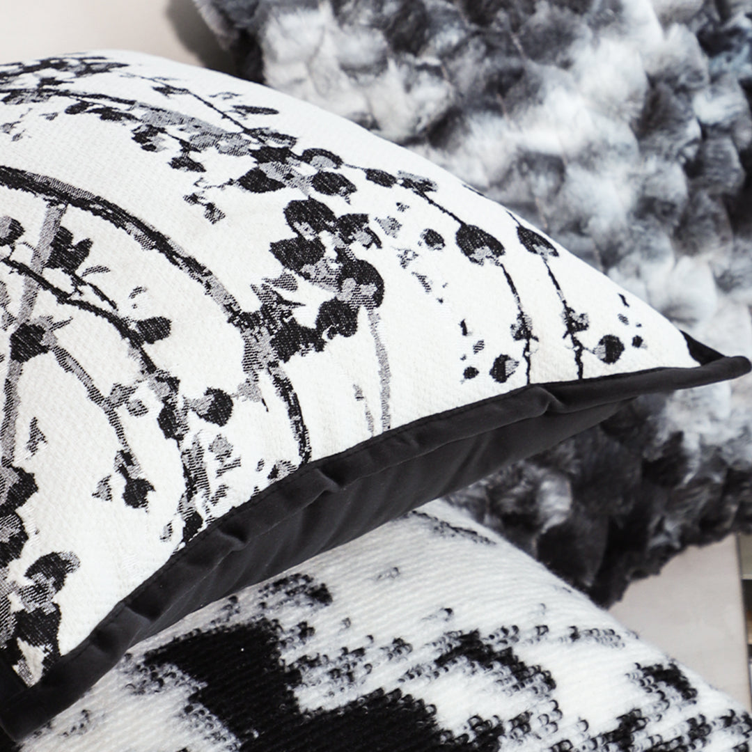 SOGA 45cm Black & White Botanical Modern Pillowcase