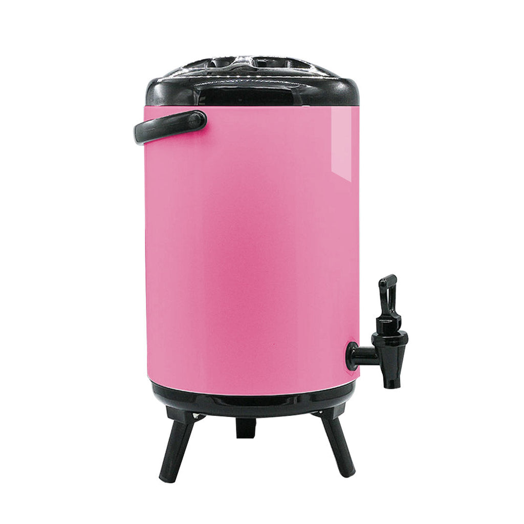 SOGA 2.1 gal Stainless Steel Insulated Milk Tea Barrel Hot and Cold Beverage Dispenser Container with Faucet Pink