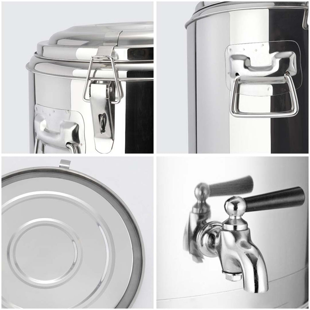 SOGA 2X 5.8 gal Stainless Steel Insulated Stock Pot Dispenser Hot & Cold Beverage Container With Tap