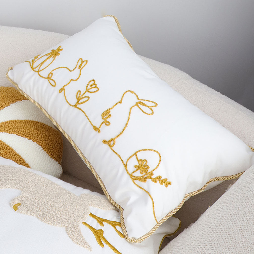SOGA 30x50cm Elegant White Easter Embroidered Pillowcases