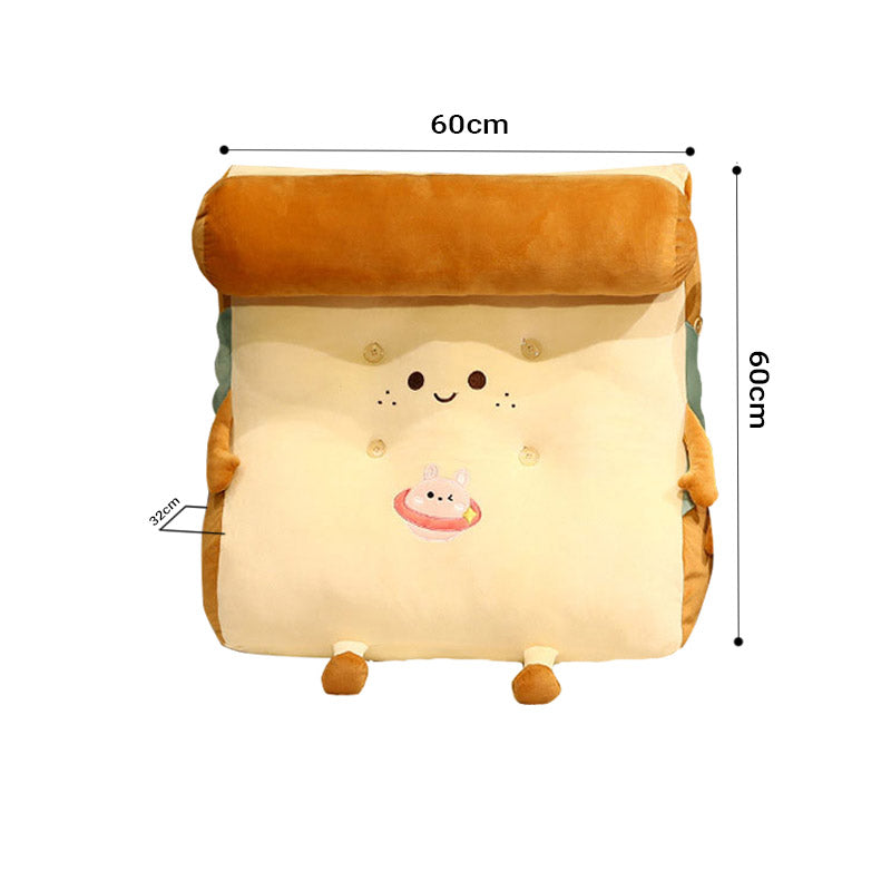 SOGA 2X Cute Face Toast Bread Wedge Cushion Stuffed Plush Cartoon Back Support Pillow Home Decor