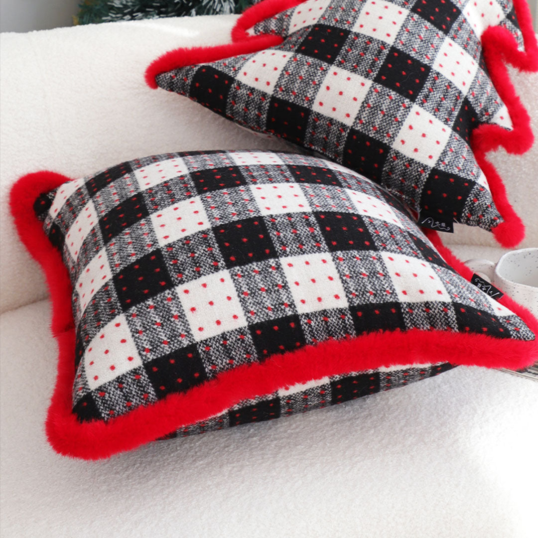 SOGA 45cm CozyFest Square Buffalo Plaid Fleece Pillowcase