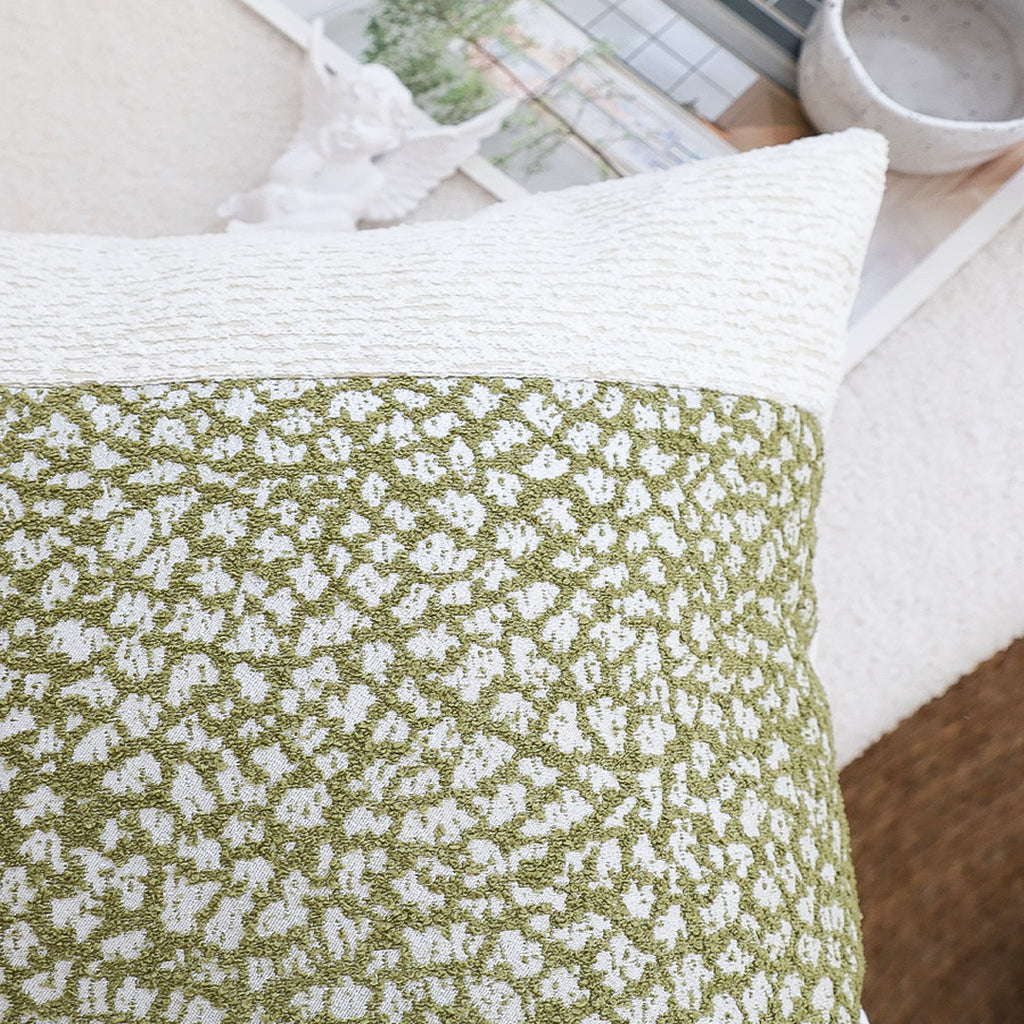 SOGA 45cm Elegant Textured Pillowcase – Modern Green & Cream Accent