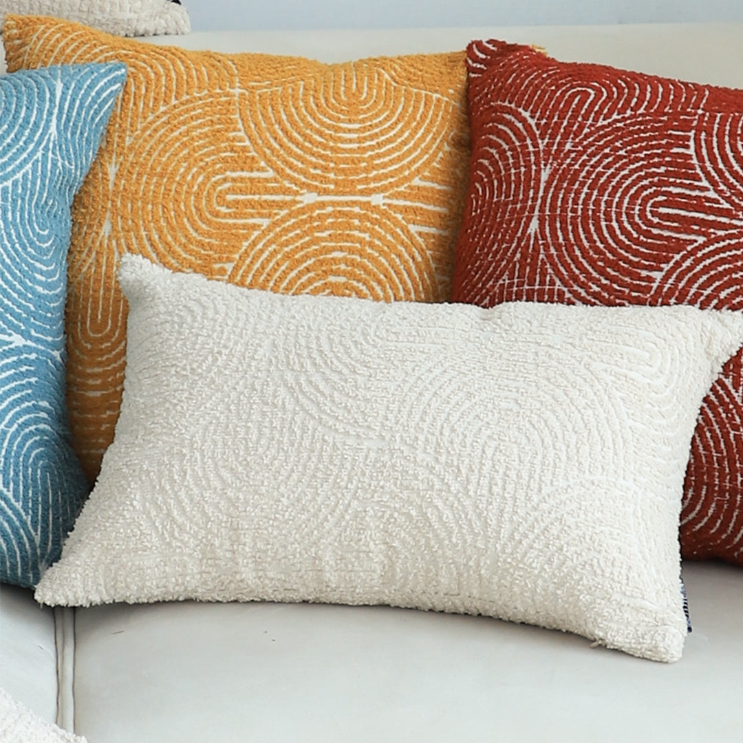 SOGA 30x50cm Embroidered Off-White Lumbar Pillowcase for Modern Home