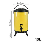 SOGA 2X 2.6 Gal Stainless Steel Insulated Milk Tea Barrel Hot and Cold Beverage Dispenser Container with Faucet Yellow