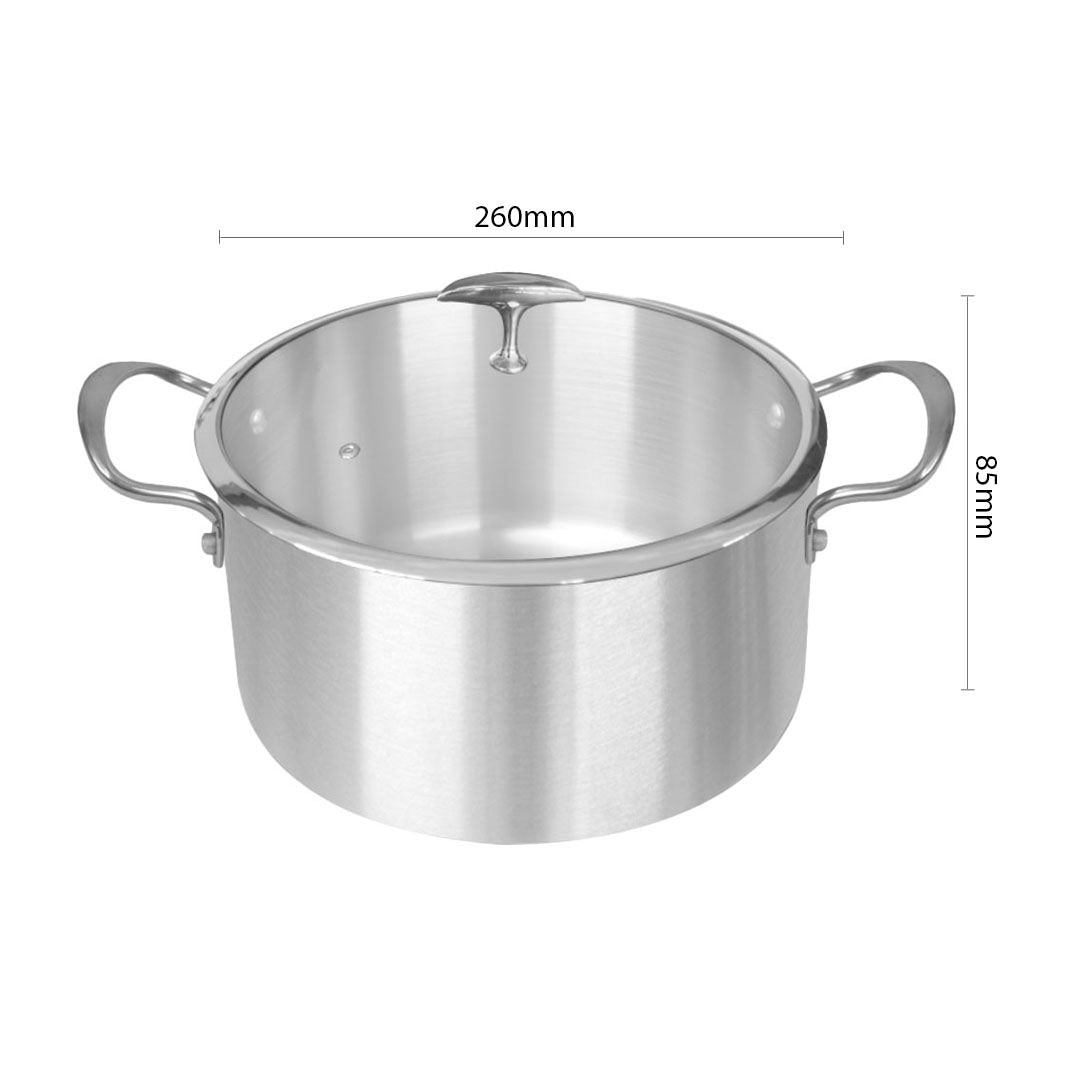 SOGA Stainless Steel Casserole With Lid Induction Cookware 26cm